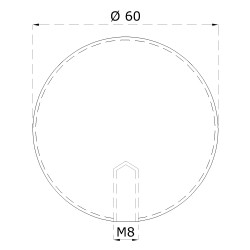 Guľa dutá so závitom M8 / ø 60 mm, brúsená nerez AISI 304 Guľa dutá so závitom M8 / ø 60 mm, brúsená nerez AISI 304